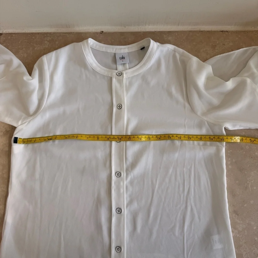 CAbi White Float Top 3/4 Ruffle Bell Sleeve Womens Size S Blouse 5521